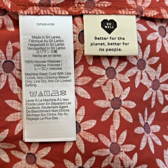Madewell Size M Skirt Mini Orange Falling Daisies Paperbag Casual Pockets Floral - Picture 9 of 9